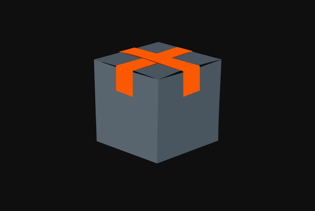 A closed cardboard removal box sealed with a strip of orange packing tape.
